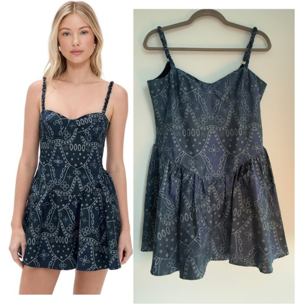 Peixoto Navy Blue Printed Mini Dress